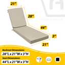 AAAAAcessories Outdoor Chaise Lounge Cushions, Fade-Resistant, Waterproof Patio Furniture Replacement Cushions, 80" x 26" x 3", Set of 2, Beige