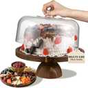 Acacia Wood Cake Stand with Lid,12in Round Acrylic Cake Stand with Dome,2-In-1 Reversible Charcuterie Board with Lid,Large Wooden Baked Goods Display Holder,Perpare For Dessert,Cheese,Chips,Cookie