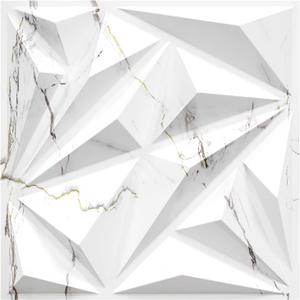 STICKGOO 33 Pack 3D Wall Panels for Interior Wall Decor, 12''x12'' Diamond Textured Wall Panels, White Marble Mixed Gold Thread Accent Covering Panles for Living Room, Gaming Room, TV Background