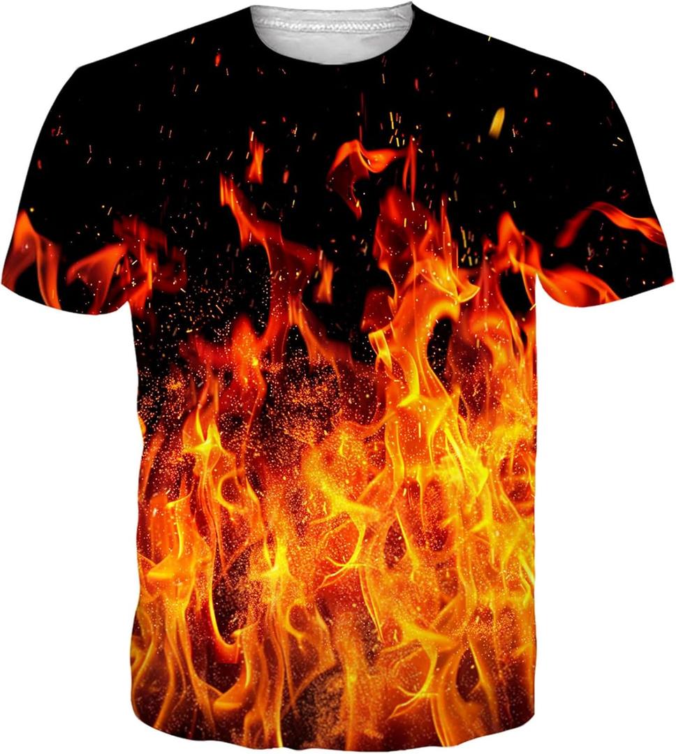 RAISEVERN Unisex Summer T-Shirts Crewneck Cool Short Sleeve Funny Graphic Print Top Casual Tees (L)