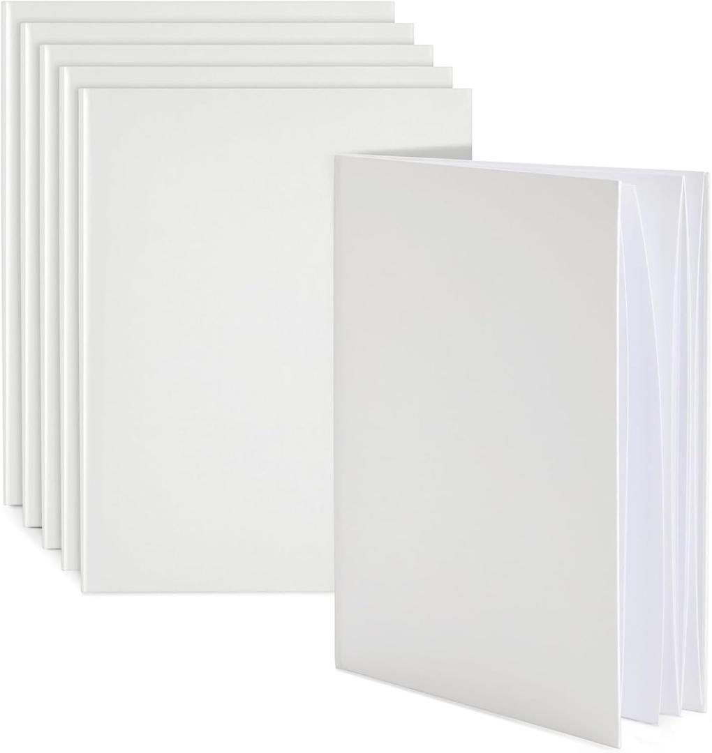Paper Junkie 6 Pack 8.5x11 inch White Blank Hardcover Books for Kids to Write Stories, Unlined Scrapbook and Journal - 18 Sheets/36 Pages Each