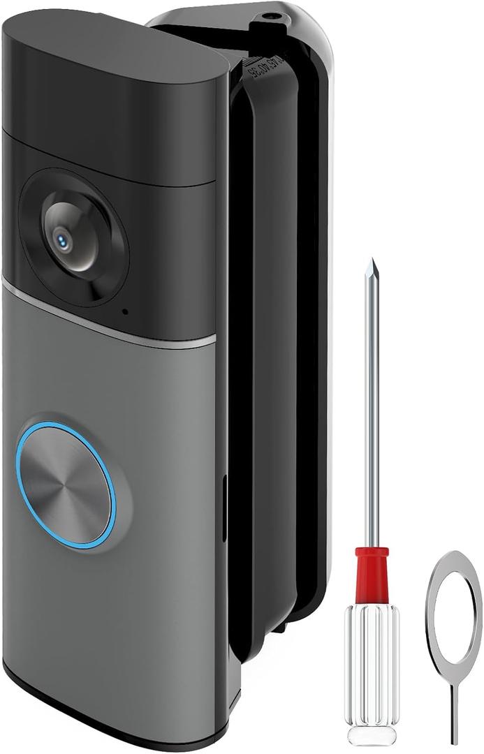 R-ing Doorbell Angle Mount, 30-55 Degrees Adjustable Door Mount for Wired Doorbell Pro/Plus(newest model), Widen Corner View Kit, Left/Right Universal Installation for House(Black)