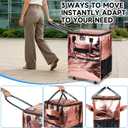 Reusable Grocery Bag on Wheels, 130L Large Capacity Foldable Shopping Trolley Cart with 5 Swivel Wheels, Multiple Pockets, Zipper Closure & Heavy Duty Handles, for Shopping, Travel, Large, Rose Gold