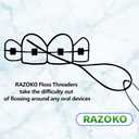 RAZOKO Dental Floss Threaders for Braces, Bridges, Implants & Crowns | Nylon Floss Threaders for Orthodontic Care | 420 Count (6 Packs) with Travel Case