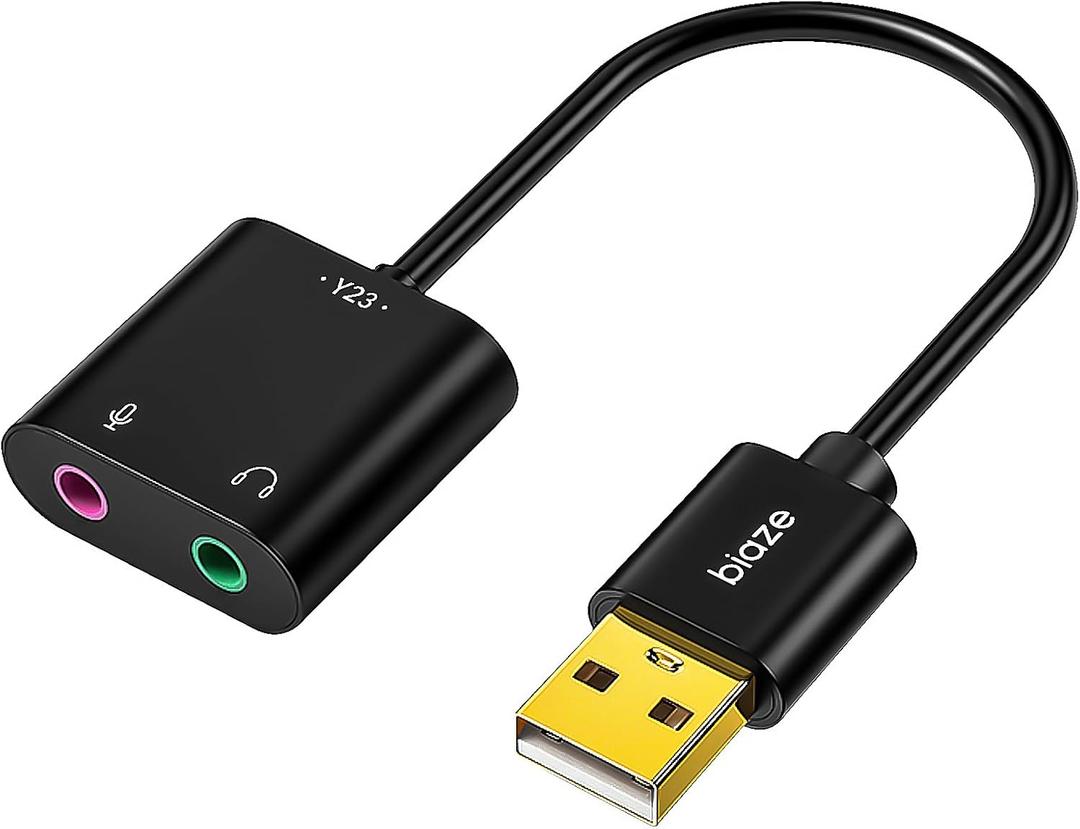 USB to 3.5mm Jack Audio Adapter External Sound Card with 3.5mm Headphone and Microphone TRS Jack to USB Compatible with Windows, Laptops, Desktops Windows, MAC, Linux, PC, PS5, PS4