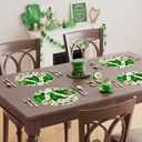 XCHI Gnomes Green Shamrocks Clovers Horseshoes St. Patrick's Day Round Placemats Set of 4 Table Mats for Party Home Kitchen Dining Table Decorations 14x14 Inch