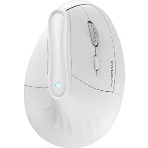 57 Ergonomic Wireless Tower Mouse, Vertical Quiet Ergo Mouse, Bluetooth(BT5.0,BT3.0)&2.4G, (800/1200/2400/2400/4000), 5 Buttons for Windows, macOS, iPadOS, Laptop, PC,White