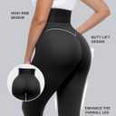 SHAPELLX Leggings for Women Tummy Control High Waisted Shapewear Leggings Non-See-Through Workout Compression Pants (Black, M)