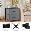 Nightstand Set of 2, Small 2 Drawer Dresser End Table Bedside Furniture, Wooden Top Fabric Bins for Bedroom, Closet, Entryway, Dorm, 11.8" D x 18" W x 20", Gray