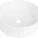 Round Vessel Sink 14 Inch Above Counter - White Ceramic Countertop Bathroom Sink, 14" x 14" Modern Vanity Art Basin Porcelain Hand Wash Basin, 14x14x4.7 inches