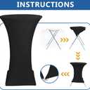 Cocktail Table Covers-Spandex Round High Top Tablecloths 6 Pack 32x43 Inch-Black Stretch Fitted Bar Tall Tablecloth for Pub Bistro Highboy Party Event Banquet Height Folding Standing Tables