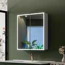Quavikey 24"x26" LED Mirrored Medicine Cabinet, Recessed or Surface, 2-Door, 24 inches x 26 inches x 4.9 inches
