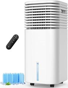 4-IN-1 Portable Air Conditioners, Evaporative Air Cooler w/4 Modes & 3 Speeds, 15H Timer for Smart Auto-off, 2-Gal Tank for 20H Cooling,17FT Remote,No Hose Needed,120Oscillating Swamp Cooler