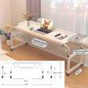 Overbed Table with Wheels and Desktop Enclosure, Height and Length Adjustable Over Bed Desk King Queen Bed Table Overbed Laptop Table (White)