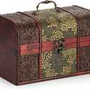 ELLDOO Vintage Treasure Chest Box, Pirate Keepsakes Box for Kids Gifts, Wooden Treasure Storage Box Decorative Box for Jewelry Pearl Trinkets, X-Large