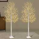 Set of 2 6 feet Lighted Birch Tree, 160 LED Warm White, for Home, Festival, Party, and Christmas Decoration, Indoor and Outdoor Use, 8 Functions