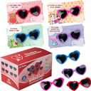 4E's Novelty 32 Pack Valentines Day Heart Glasses for Kids - Bulk Sunglasses with Valentines Cards, Valentine Day Gifts for Kid Classroom Exchange Toy with Cards, School Party Favors for Boy Girl