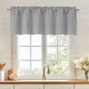 OWENIE Silver Grey Valances for Windows, Small Blackout Curtains for Kitchen Bedroom Living Room, Rod Pocket Privacy Modern Solid Short Window Treatment Valance Bathroom Panels, 60" Wx18 L,1 Piece