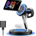 2025 3 in 1 Charging Station Compatible with Mag-safe Charger Wireless Charger Stand for iPhone 17 16 15 14 13 12 Series Wireless Charging Station for AirPods Wireless Charging Stand for iWatch Series (black)