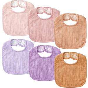 Muslin Baby Bibs for Unisex Boys Girls, Soft Cotton Baby Drool Bibs, Drooling and Teething Bibs for Infant, Newborn (Blush)