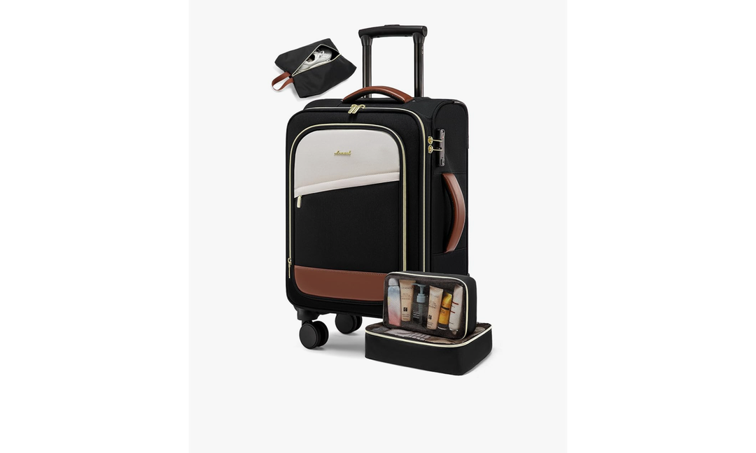 LOVEVOOK 4 Pcs Carry On Luggage 22x14x9 Airline Approved, 20 Inch Carry On Suitcases with Wheels, Softside Rolling Suitcase for Women Men, with TSA Lock Weekender Travel Luggage