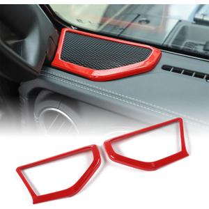A pillar Speaker Decoration Cover Trim Interior Accessories for 2018 2019 2020 2021 2022 2023 2024 Jeep Wrangler JL JLU Gladiator JT (Red)