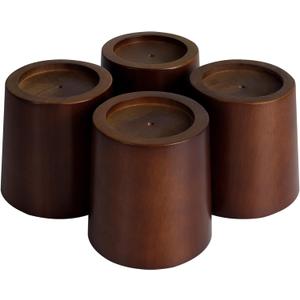 OneDream Wood Bed Furniture Risers Blocks - 4 inch Set of 4 Bed Risers, Heavy Duty Solid Wood Round Risers, Sofa Riser with Non-Slip Pad, Create Storage Space and Easy Cleaning for The Sweeper