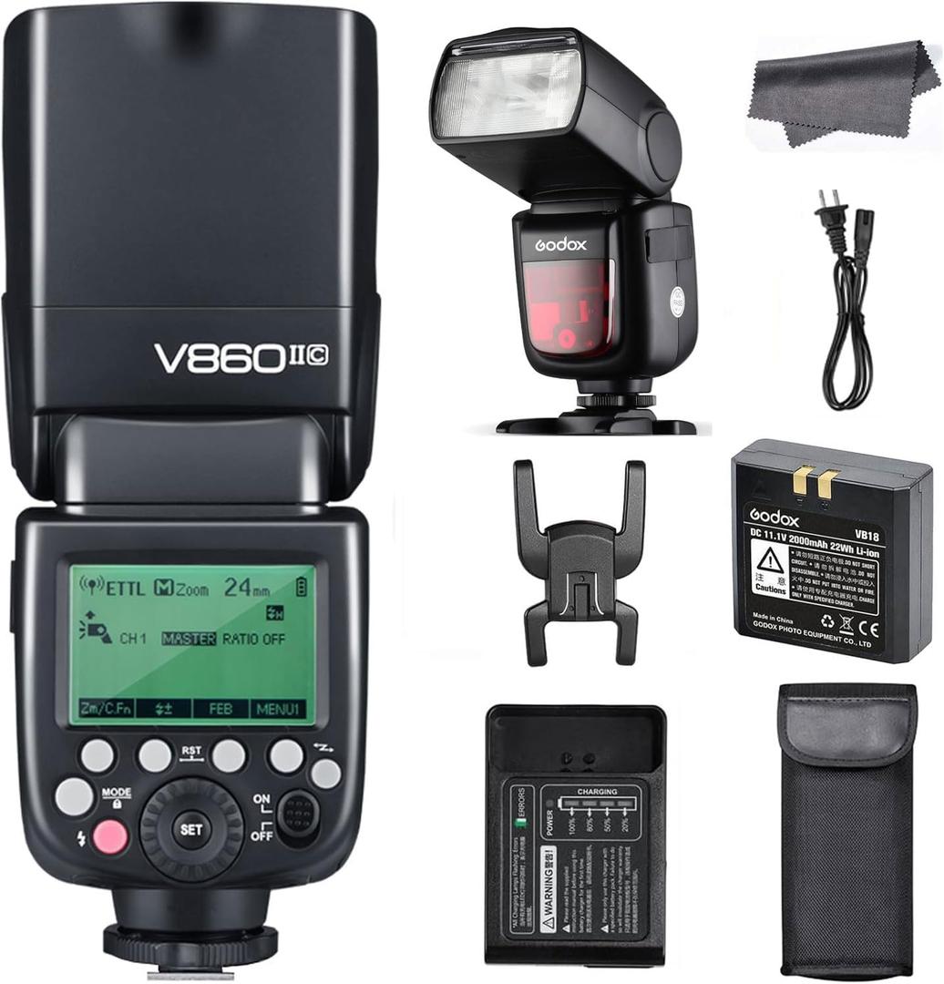 Godox V860II-C E-TTL Flash Speedlite Light, HSS 1/8000s 2.4G Wireless GN60 Li-on Battery Speedlight Compatible for Canon Camera 6D 50D 60D 1DX 580EX 5D Mark II III
