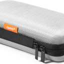 GLCON Portable Protection Hard EVA Travel Carrying Case with Mesh Pocket, Shockproof Exterior - Universal Small Electronic Tech Zipper Bag Pouch Organizer for Cell Phone, Charger, Cord, Cable - Silver