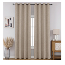 100% Blackout Window Curtains 84 inches Long 2 Panels Set, Faux Linen Look Thermal Insulated Grommet Drapes, Room Darkening Curtain for Bedroom Living Room(W52 x L84 Inch, Light Khaki)