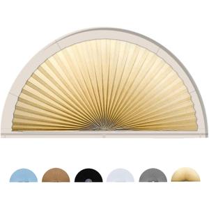Jlong Arch Half Circle Window Shades Pleated Paper Blinds 48" W x 24" H