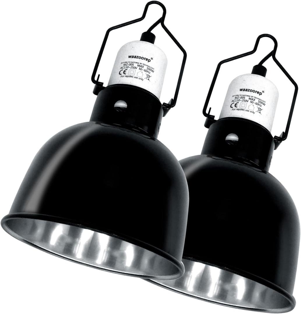 Reptile Light Fixture 2 Pack 5.5 Inch Deep Dome Lamp Fixture,Optical Reflection Reptile Basking Heat Bulb Lampshade for Bearded Dragon, Turtle, Snake and Lizard Terrarium