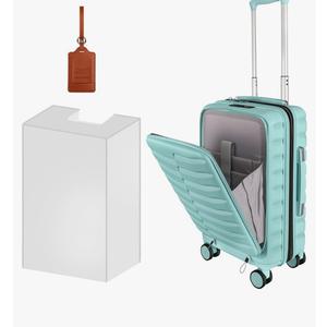 22×14×9 Airline Approved Carry On Luggage with Front Open Pocket Expandable, Spinner Wheels, ABS+PC Hardshell Small 20inch Suitcase with Protective Cover and Luggage Tag, Mint Green 3 sustainability features