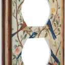 Decorative Art Light Switch Covers Vintage Bird - Flower Painting 1 Gang Single Duplex Outlet Wall Plate Switchplate Electrical Faceplate for Home Decor