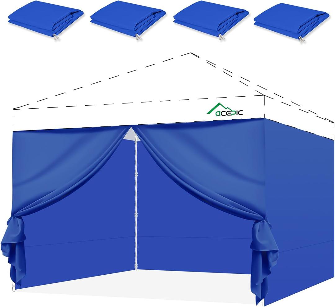 10x10ft Sidewalls with Door for Canopy, Blue(4PCS Sidewalls Only) | 100% Waterproof, 99% UV Protection Privacy Sidewalls (Zippered) Perfect for Outdoor Events, Markets & Vendor Booths