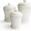 American Atelier Bianca Scroll Cookie Jar, White, Set of 3