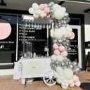 Pink White Silver Balloons Arch Kit, 162pcs Winter Wonderland Garland with Pastel Pink White Metallic Silver and Confetti Balloons for Wedding Princess Snowflake Theme Birthday Party Decorations