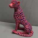 Quoowiit Statues for Home Decor, Modern Sculptures and Statues Decorations for Living Room, Bedroom, Table, Bookshelf, White Resin Leopard Art Decorative Sculpture with Black Polka Dots Design