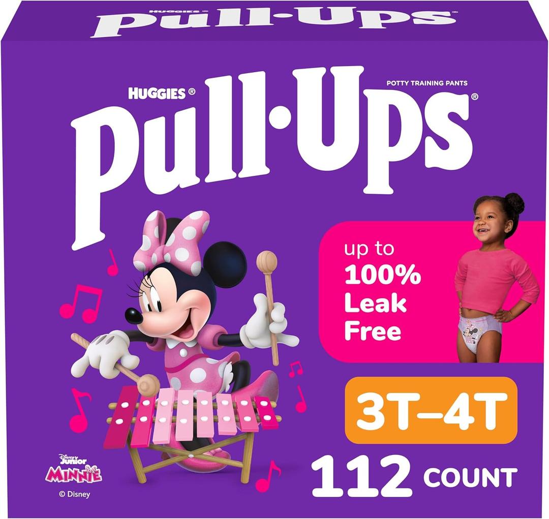 Pull-Ups Girls' Potty Training Pants, Size 3T-4T Training Underwear (32-40 lbs), 112 Count (4 Packs of 28)