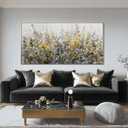 Framed Gold and Grey Abstract Flower Canvas Wall Art 24x48 Inch Textured Floral Painting Modern Decorative Artwork for Living Room Bedroom Office