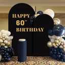 Set of 2 Arch Backdrop Cover 7.2FT, 6FT Black and Happy 50th 60th 70th Birthday Decal Sign - Adjustable Arch Covers Stretchy Backdrop for Wedding Birthday Party Baby Shower Decoration