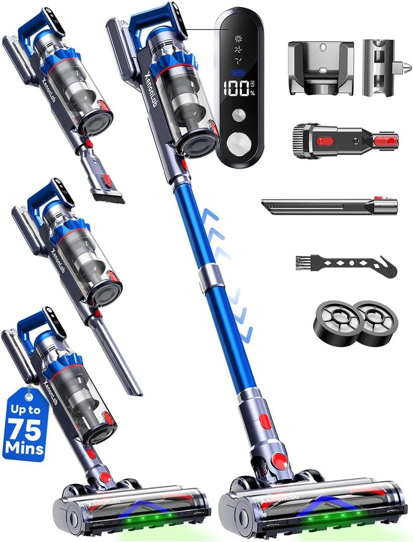 XenonLab Cordless Vacuum Cleaner 10 Stage Filtration, Cone Filtration&Anti-Tangle