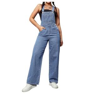 WDIRARA Women's Denim Overalls Adjustable Strap Jean Jumpsuit Bib Overalls Medium Wash X-Small