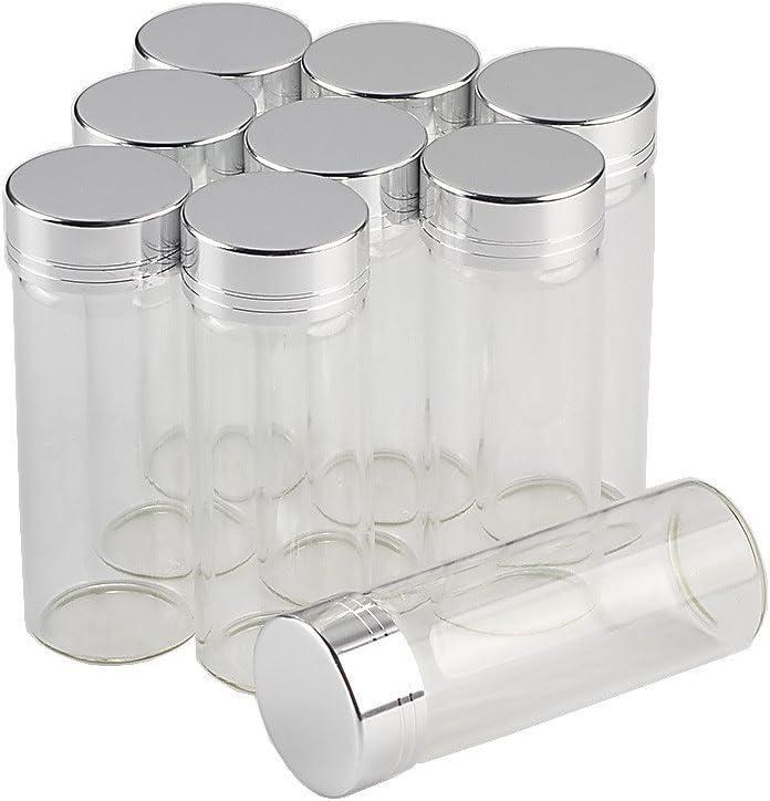 12units 30x80mm Empty Jars Glass Bottle with Aluminium Silver Color Screw Cap 40mlSealed liquid Food Gift Container (12, 40ML-Silver Lid)