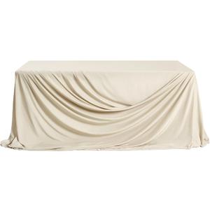 Ling's moment Cappuccino Wedding Table Cloths in Premium Crumpled Velvet, 9ft x 11ft, Fits 4ft/6ft Rectangular/Round Sweetheart&Head Table for Wedding Reception, Bridal Shower, Birthday Decoration