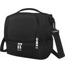 Ymoilaky Lunch Box Lunch Bag for Women Men Reusable Insulated Lunch Bag Women Lunch Cooler Tote Bags with Adjustable Shoulder Strap for Office Work Picnic Travel, Black