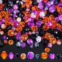 Landical 1215 Pcs Halloween Glass Beads Black Purple Orange Bicone Crystal Beads Faceted Design for DIY Jewelry Necklace Wristband Earring, Mixed Shapes and Size