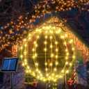 Outdoor Solar Ball Lights -12 Inch 120 LED Outdoor Garden Solar Hanging Tree Lights with 8 Lighting Modes,Memory Function Waterproof for Outdoor Decoraction (Warm White, 12 Inch)