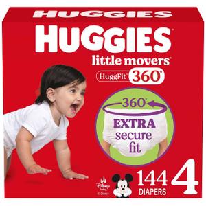 Huggies Little Movers HuggFit 144 Diapers - (Size 4, 4 Packs Of 36)