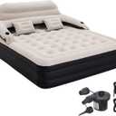 King Size Air Mattress Inflatable Bed with Pump and Headboard, Blow Up Mattress